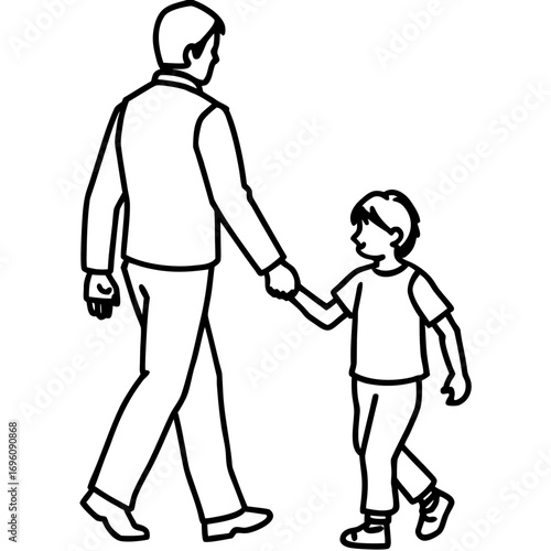 Father and son walking together clip art vector illustration fatherhood parenting family time happy childhood 100