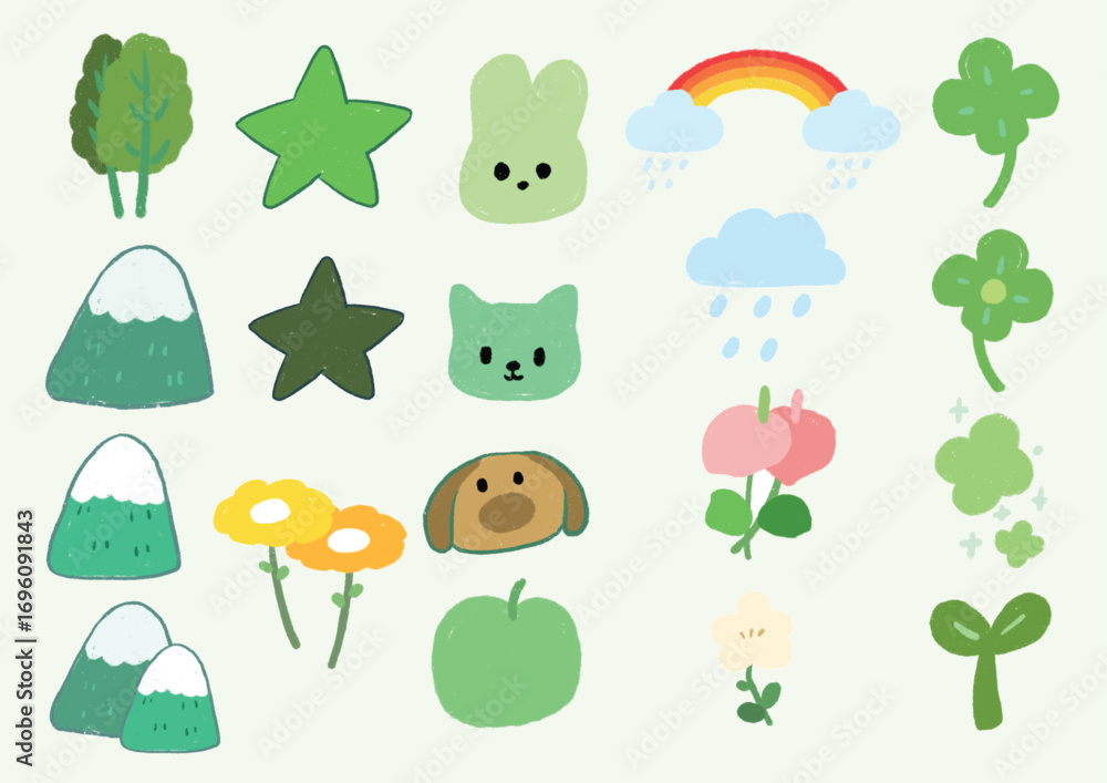 Fototapeta premium Cute green doodle