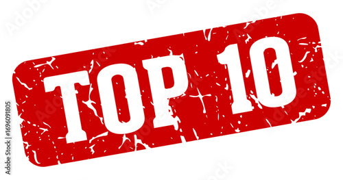 top 10 rectangular sign. top 10 stamp
