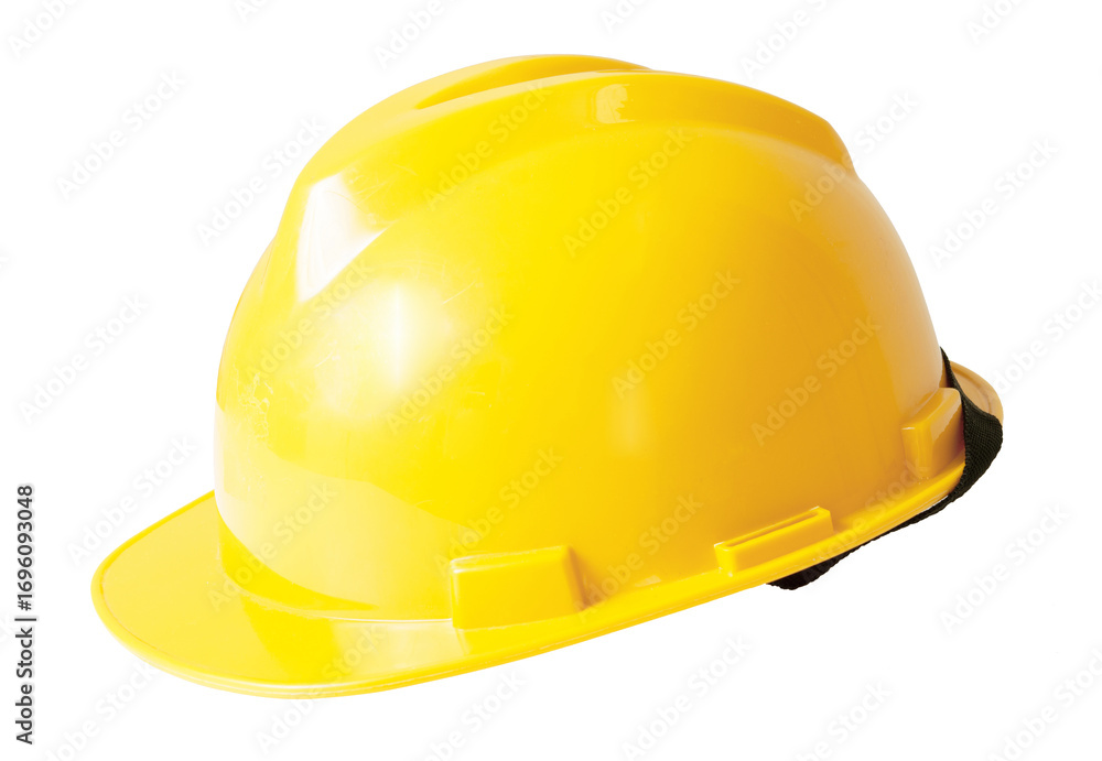 Fototapeta premium Isolated yellow safety helmet on white background with clipping path.