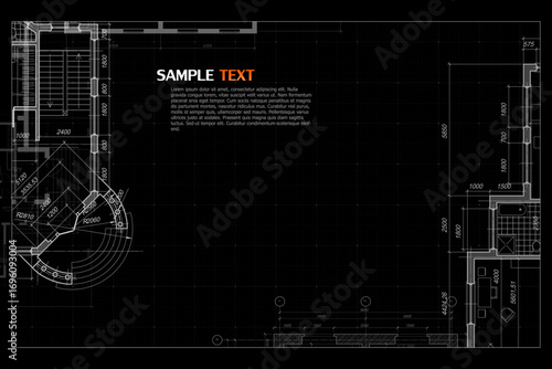 Architectural background. Building construct plan. Interior design sketch draw. Home floor architect pattern. Office reconstruction project. Abstract technology illustration. Vector blueprint.
