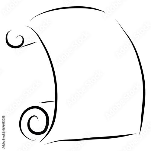 Scroll Frame Sketch, Vintage Scroll Illustration, Decorative Scroll Doodle