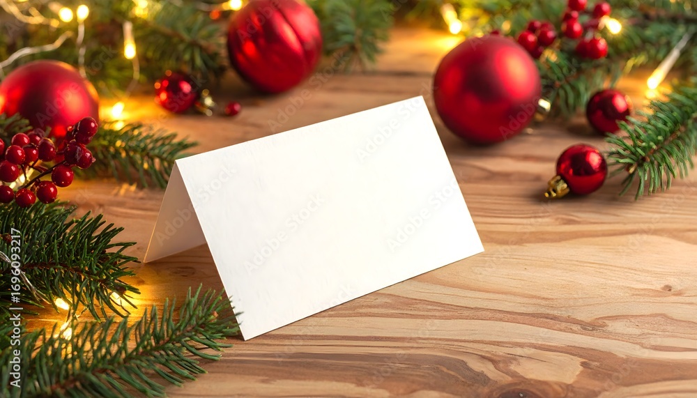 Obraz premium Greeting Card Blank Mockup with a Christmas Decor