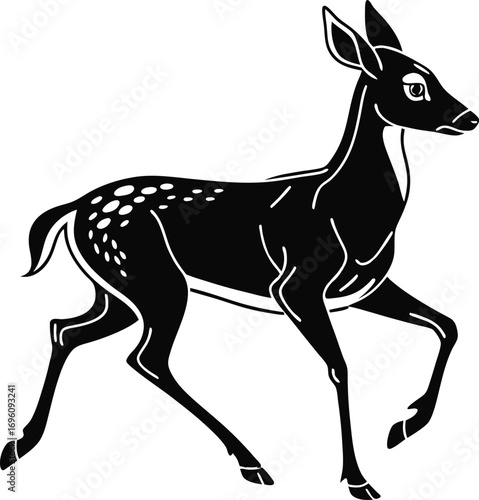 black silhouette vector of deer running side profile minimal vector