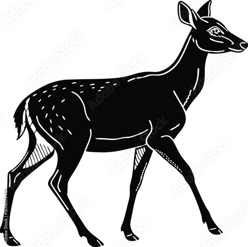 black silhouette vector of deer walking silhouette clean flat vector