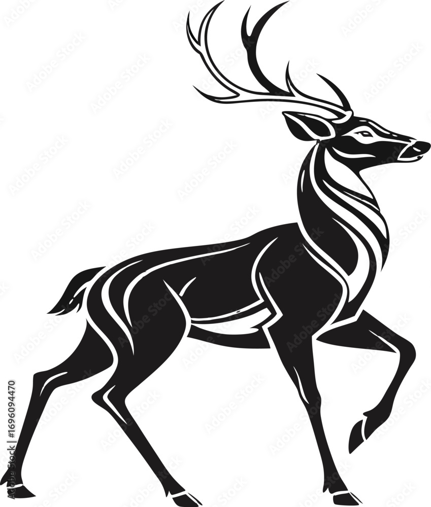 Obraz premium black silhouette vector of elegant deer logo clean flat illustration