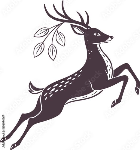 flat vector deer leaping silhouette simple clean minimal design