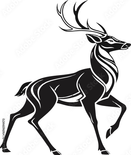 black silhouette vector of elegant deer logo clean flat illustration