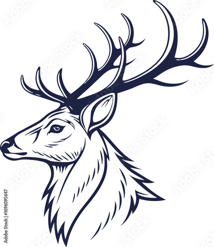 flat vector of deer folklore head silhouette clean simple design