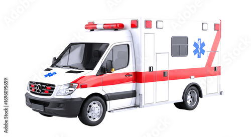 emergency response realistic 3d ambulance model for urgent simulations, isolated on transparent background