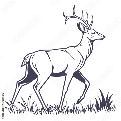 flat vector of deer looking back silhouette minimal clean vector
