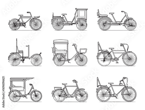 Rickshaw transport vehicle illustration digital drawing