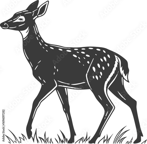 flat vector of full body deer silhouette standing clean minimal