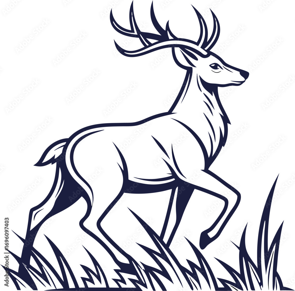 Fototapeta premium flat vector of modern deer logo clean simple minimal illustration