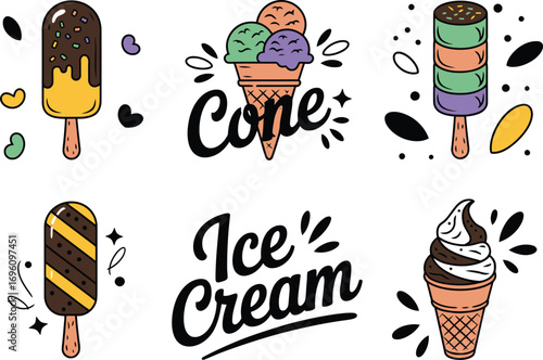 Sweeten your day with this whimsical ice cream collection, perfect for summer treats and fun designs