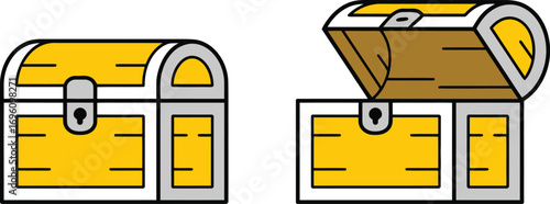 Uncover hidden riches with this captivating treasure chest illustration for your creative project today