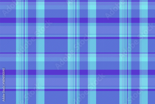 Idyllic vector pattern check, row tartan texture fabric. Hunter background seamless plaid textile in cyan and indigo colors.