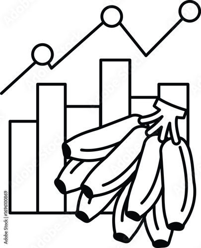 A bunch of bananas are shown next to a graph