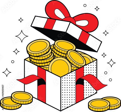 Receive a gift of gold coins, a treasure chest of wealth and prosperity for business success