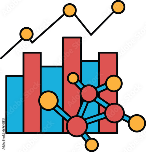 A graph with a bunch of dots and lines is shown