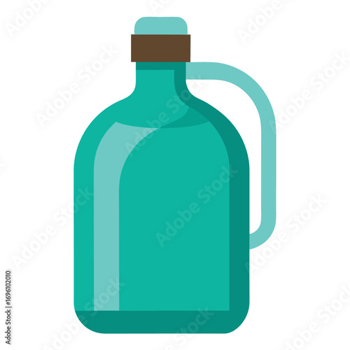 Teal bottle with handle and cap container liquid vector on white background.
