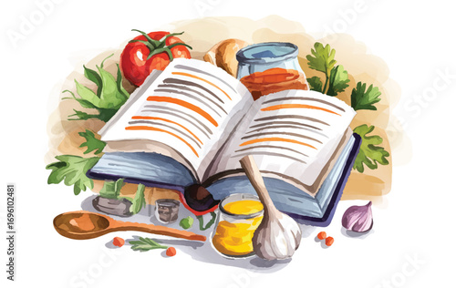 Cookbook Vector Illustration: Recipe Book, Culinary Art, Food Preparation Design