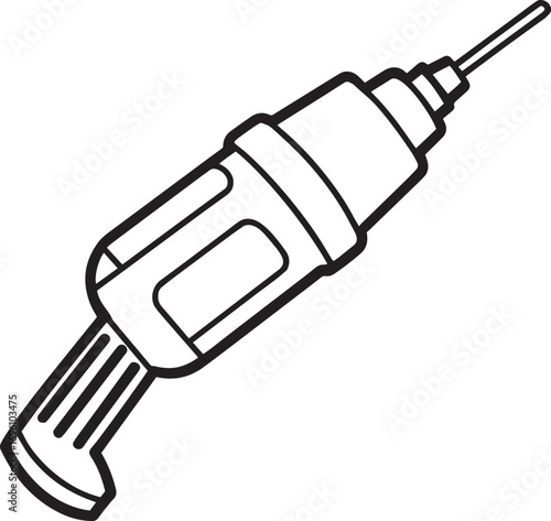Line art cordless drill icon; simple, clean, DIY tool graphic.