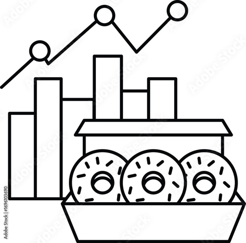 Wallpaper Mural A box of donuts is shown with a graph of the number of donuts sold over time Torontodigital.ca