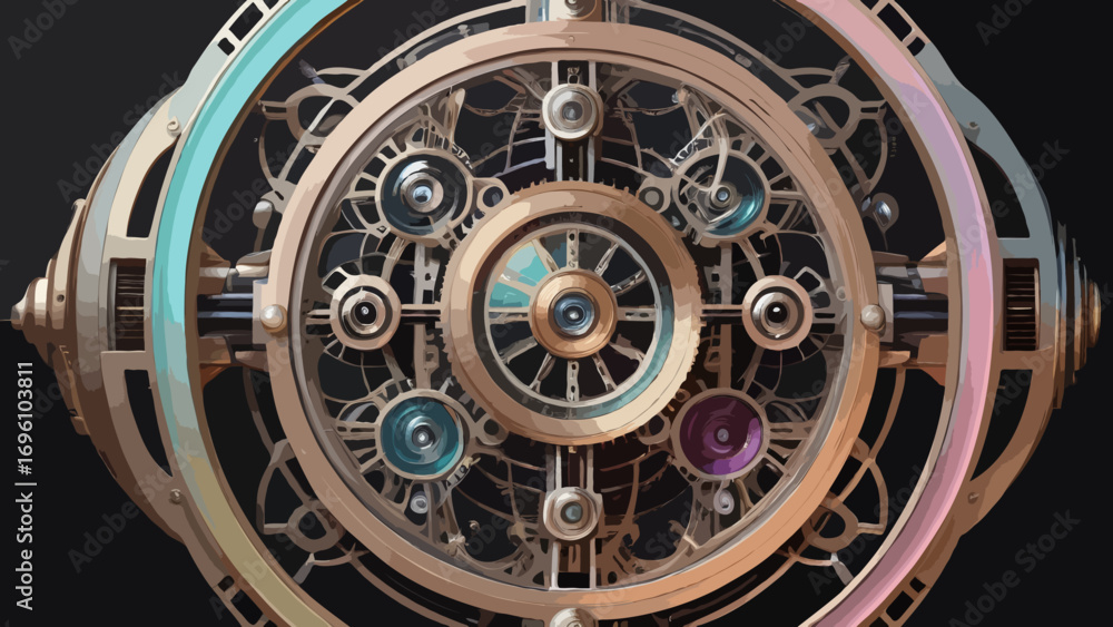 Obraz premium clock mechanism on a white background