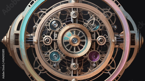 clock mechanism on a white background