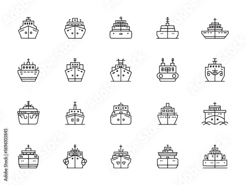 Ship creative nautical thin outline icons