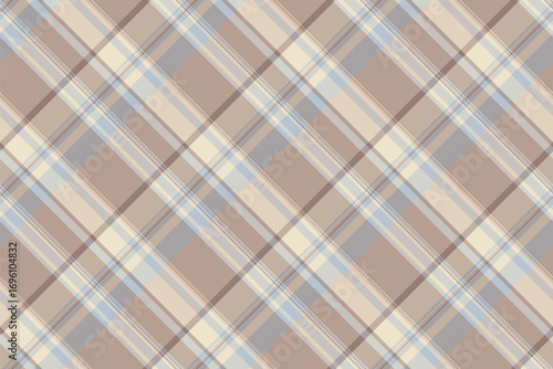 Minimal check tartan vector, expressive plaid texture fabric. Ornamental pattern background textile seamless in pastel and grey colors.