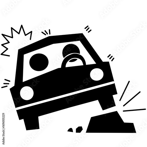 Man Getting Car License from Driving School Lesson Stick Figure Pictogram Icon