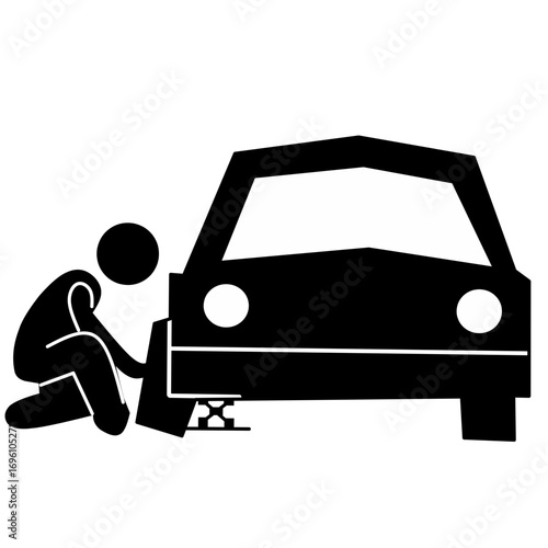Man Getting Car License from Driving School Lesson Stick Figure Pictogram Icon