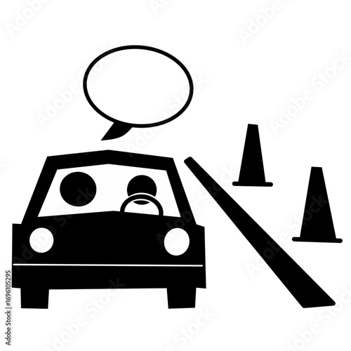Man Getting Car License from Driving School Lesson Stick Figure Pictogram Icon