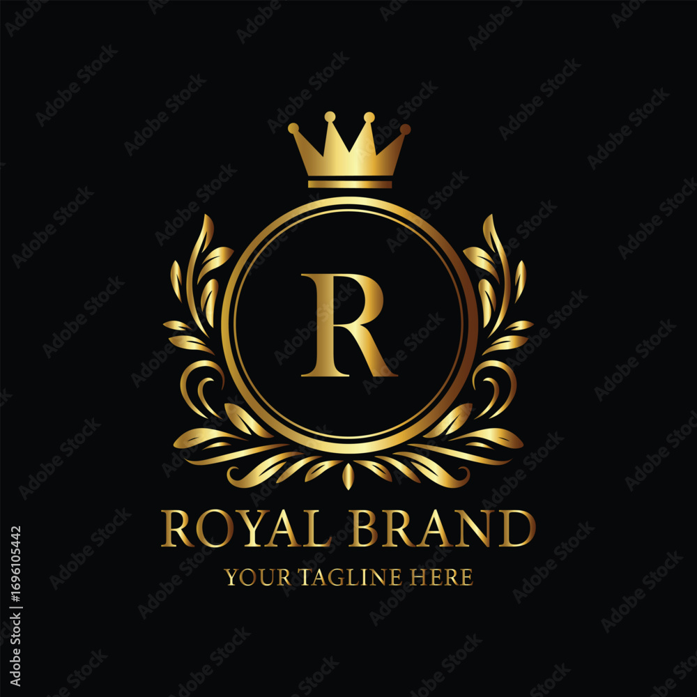 Fototapeta premium Elegant Gold Royal Brand Logo with Letter R