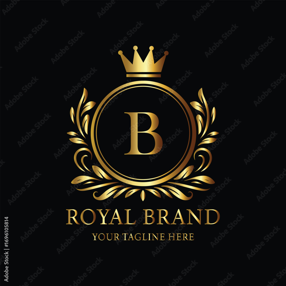 Naklejka premium Golden Royal Brand Logo with Crown and Letter B