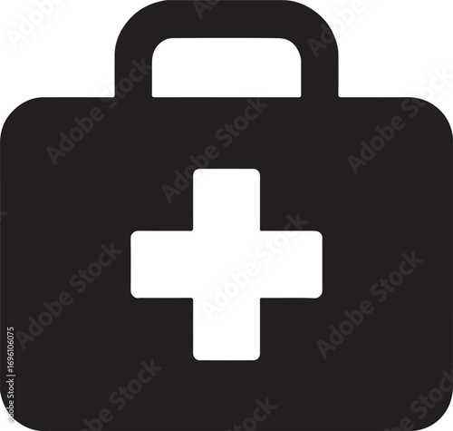 Silhouette of a first aid medical kit, simple editable vector illustration design.