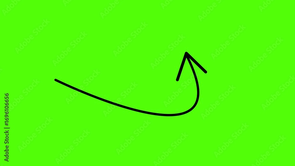 Hand Drawn Arrow Animated Looping Black Arrow on Green Screen Animation ...