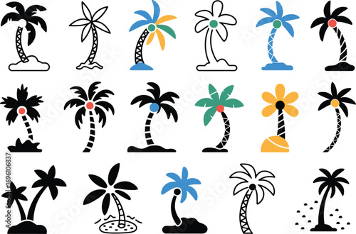 Tropical summer vibes with fun palm tree silhouettes perfect for travel branding and vacation promotions