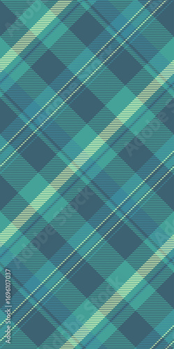 Cool teal and mint green diagonal plaid pattern.  Perfect for textile design, fashion, website backgrounds, or any project needing a fresh, modern, and subtly textured design.
