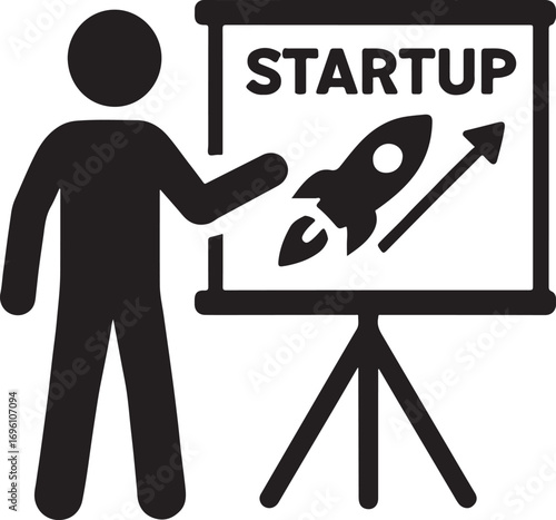 Silhouette of a startup pitch presentation board, simple editable vector illustration design.
