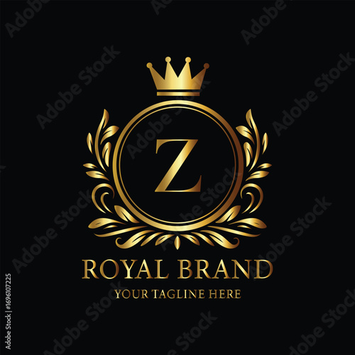 Golden Royal Brand Logo with Letter Z and Crown