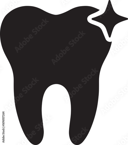 Silhouette of a tooth dental care icon, simple editable vector illustration design.