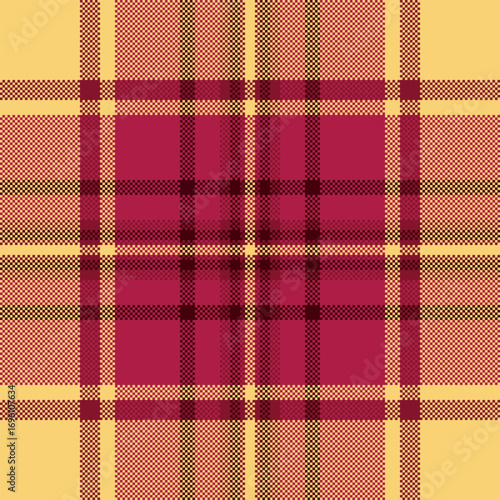 Oriental pattern fabric textile, no people background tartan check. Fashioned texture seamless plaid vector in red and amber colors.