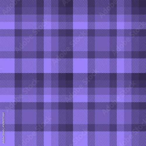 Ribbon tartan check texture, sixties plaid seamless vector. Domestic fabric textile pattern background in indigo and neutral colors.