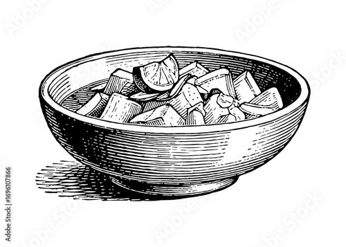 Ceviche vector engraving style illustration