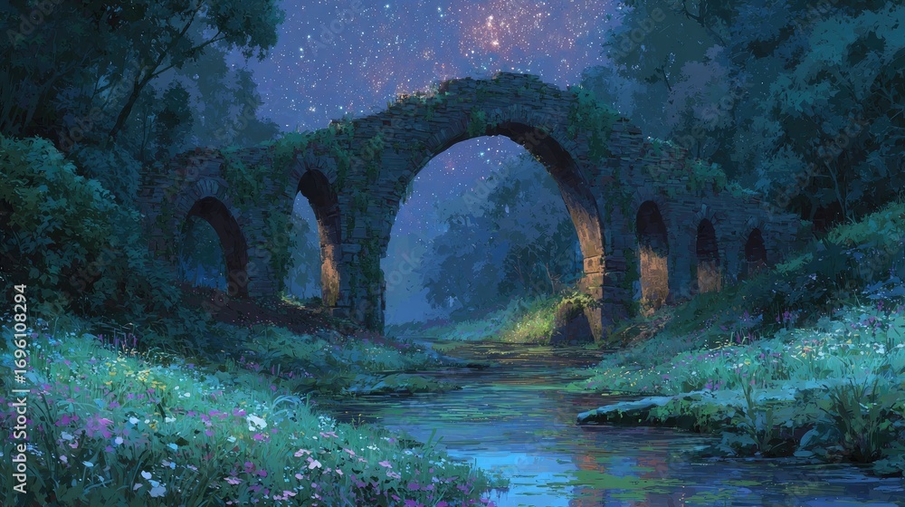 Fototapeta premium Mystic bridge at night