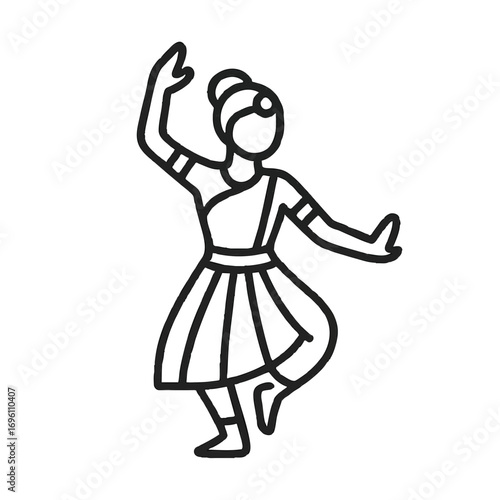 traditional indian bharatanatyam dancer line art