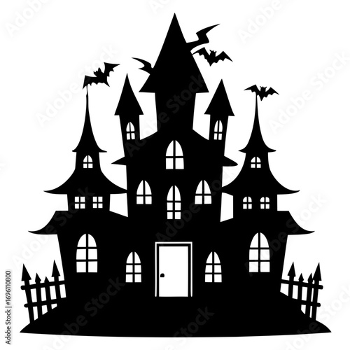 Wallpaper Mural Silhouette of a spooky haunted house with bats for Halloween Torontodigital.ca
